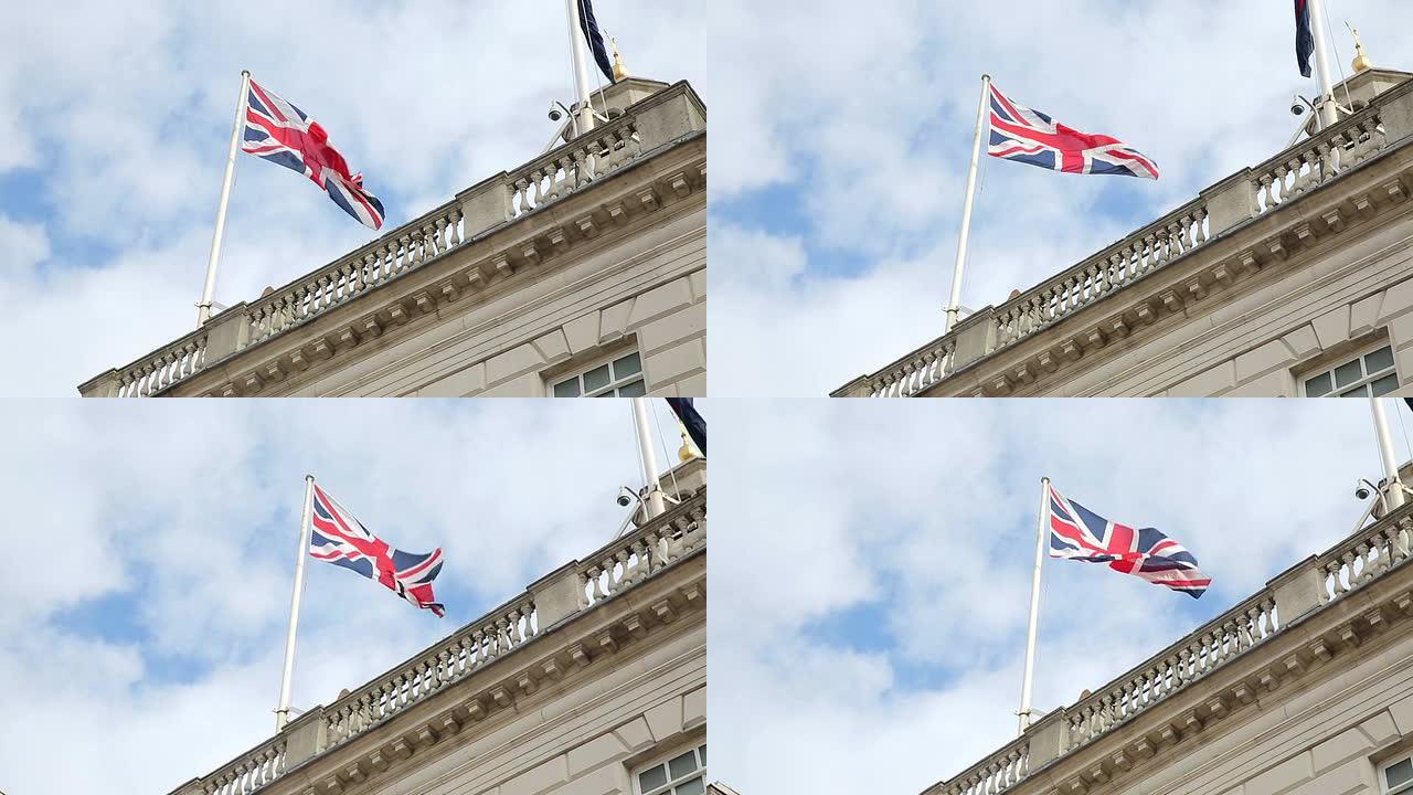 伦敦传统建筑上的英国国旗