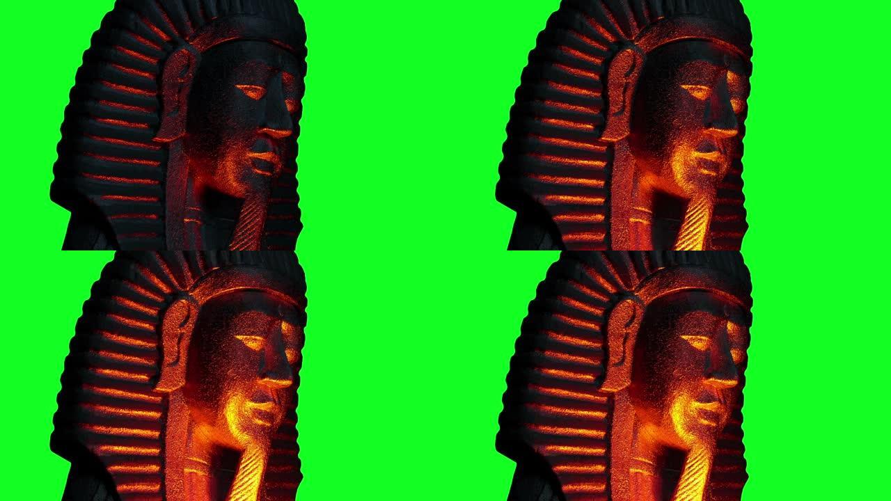 埃及法老雕像照亮了绿屏
