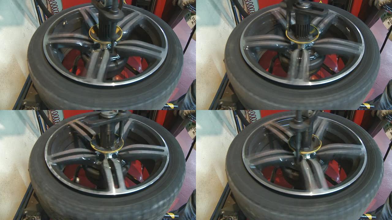 修理和更换轮胎带声音的视频机械师运输