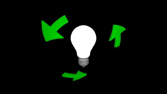 灯泡和绿色箭头-循环。