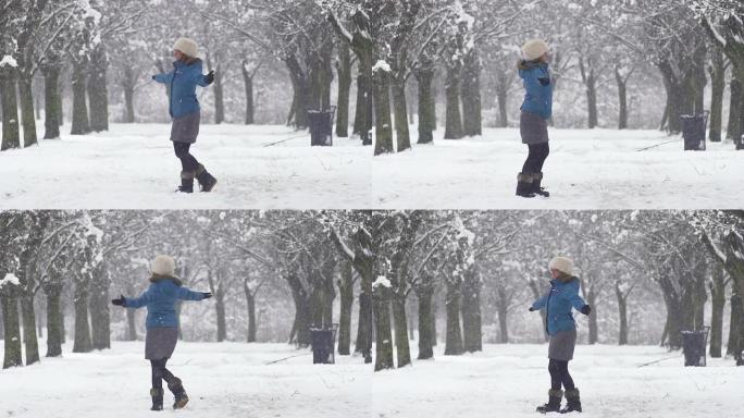 慢莫: 女人在冬树大道上旋转