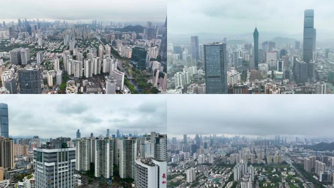 5K鸟瞰航拍暴风雨来临前的深圳全景合集3