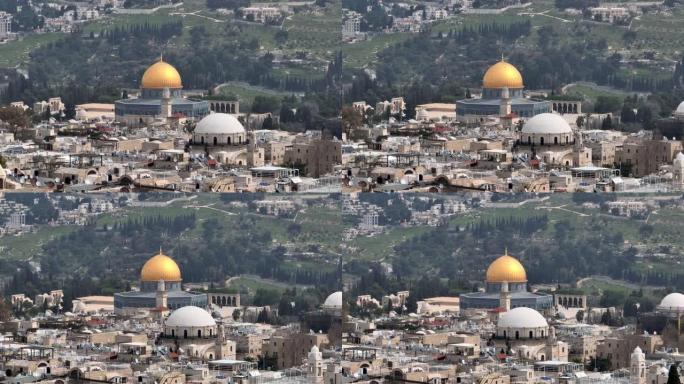 耶路撒冷阿克萨圣殿山，鸟瞰图，