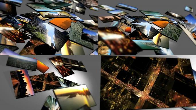 3D平板电脑图像场景的蒙太奇美国城市