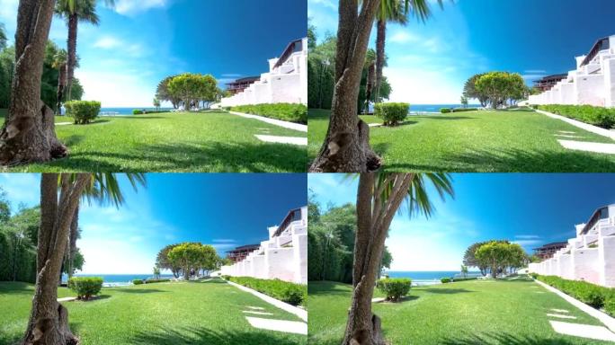 葡萄牙塞辛布拉海滩和大西洋海岸附近的草坪延时