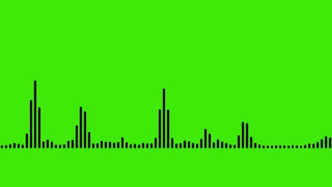 音频波或频率数字动画效果在绿屏背景上的4k运动。是一种声音技术或录音机。