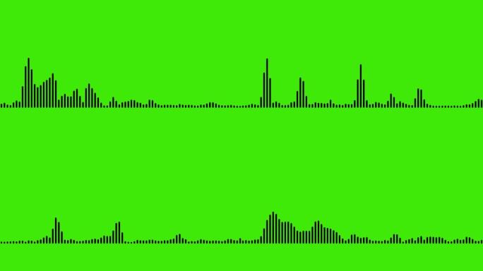 音频波或频率数字动画效果在绿屏背景上的4k运动。是一种声音技术或录音机。
