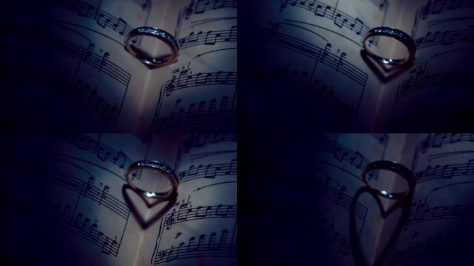 书、戒指、音乐和心灵。爱。婚礼