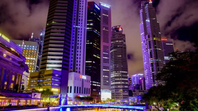 新加坡天际线天际线海港夜景