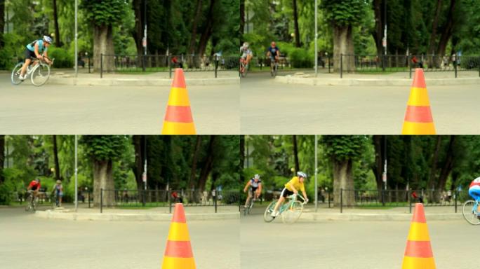 自行车赛车手左转