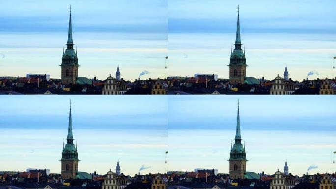 瑞典斯德哥尔摩教堂城堡延时摄影你看中心