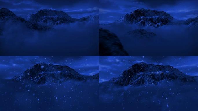 夜间冬季探险极端雪暴峰山云