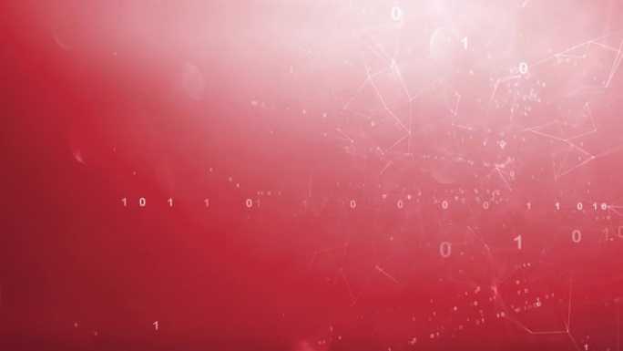 摘要数字计算机二进制数数据网络上的红色复制空间动画背景。