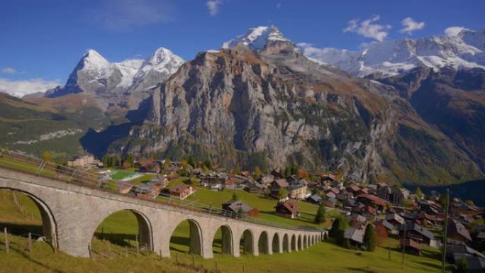 瑞士劳特布龙嫩Murren村的平移