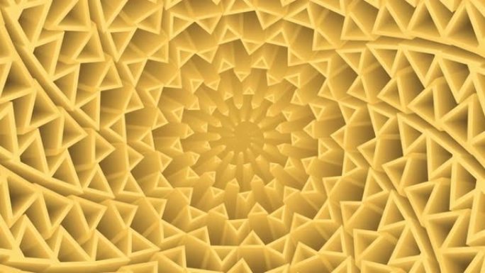 抽象三角形几何形状的黄色螺旋动画