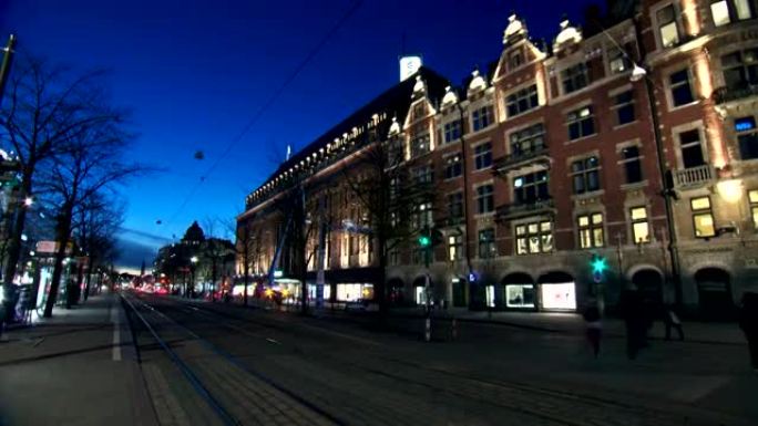 芬兰赫尔辛基夜街时间流逝