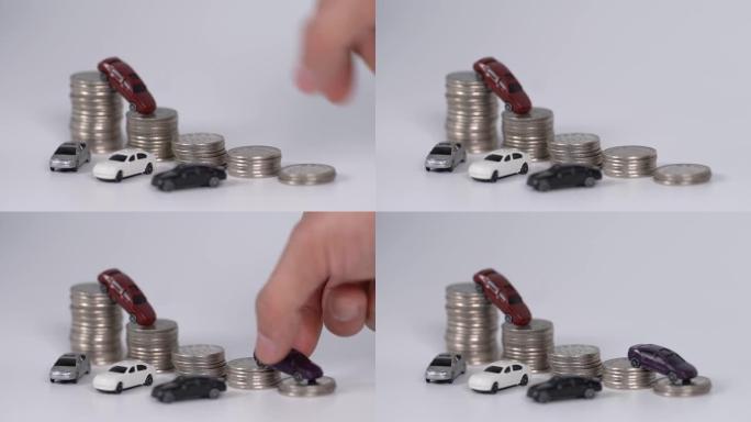 汽车价格下跌的硬币图
