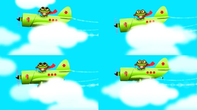绿色飞机上的青蛙