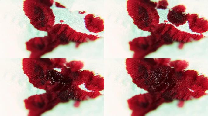 红色墨水/血液吸收成绷带微距