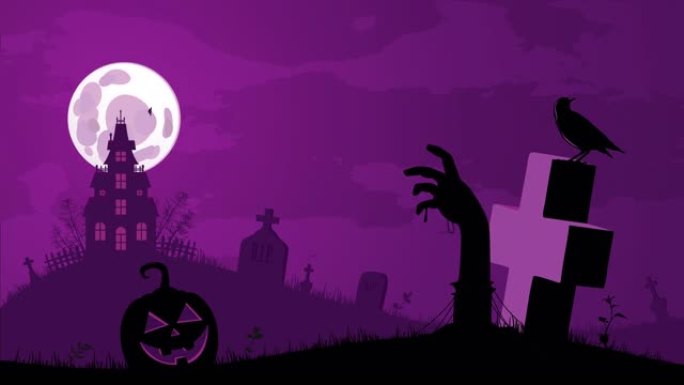 紫色幽灵万圣节动画