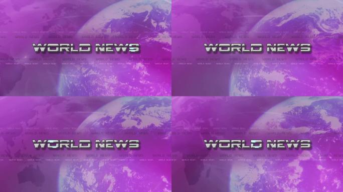 世界新闻刺痛的高分辨率保险杠动画。镜头耀斑显示文字，并带有旋转光球-粉红色/紫色
