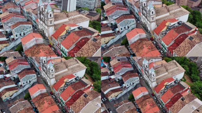 无人机拍摄了巴西巴伊亚州萨尔瓦多市中心的鸟瞰图