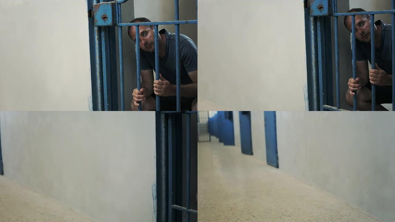 囚犯被关在监狱里