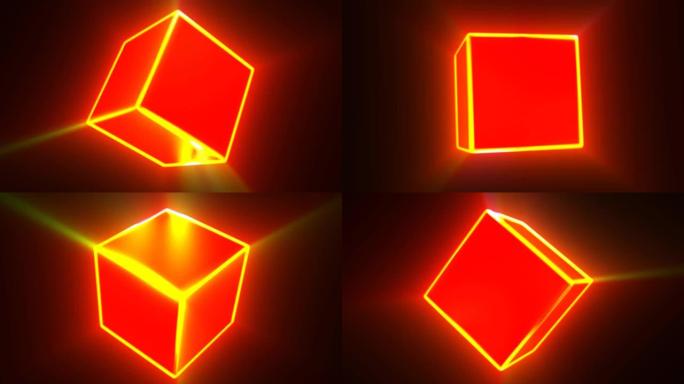 立方体4k循环素材视觉效果宇宙梦幻多彩线