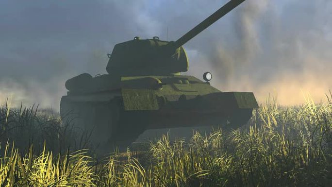 传奇的俄罗斯T 34坦克正面视图