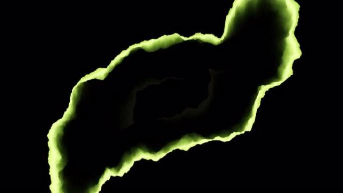 黑色空间上扭曲的绿色神秘洞
