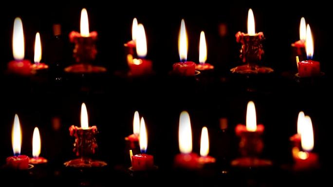 蜡烛与五个树枝烛台在完全黑暗
