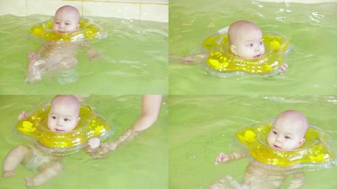 小婴儿游泳