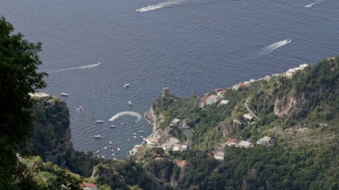 意大利阿马尔菲海岸和驾驶船只的众神之路试验景观