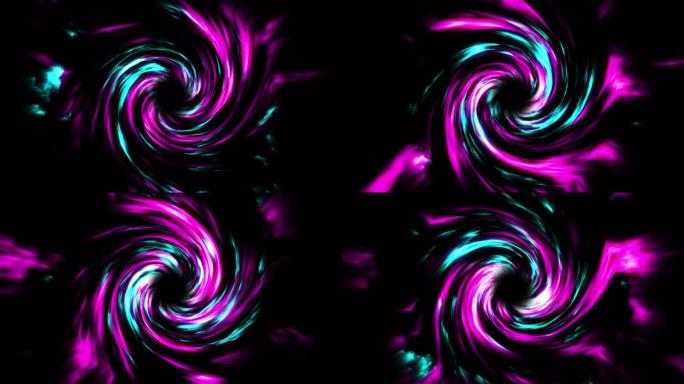 4k霓虹灯圆灯抽象背景为彩色涡旋概念。
