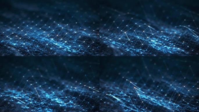 抽象数据网格-无缝循环的背景动画-技术，人工智能，数据科学-蓝色版本