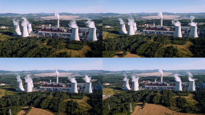 波兰Turoszow的Turow褐煤发电厂的鸟瞰图