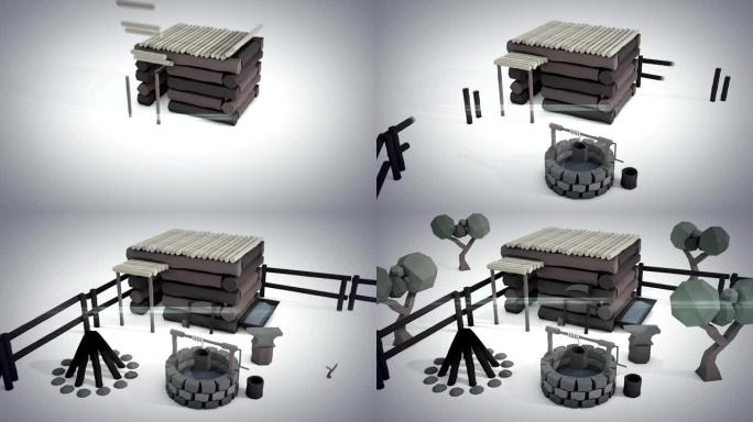 低保利村建筑高清动画