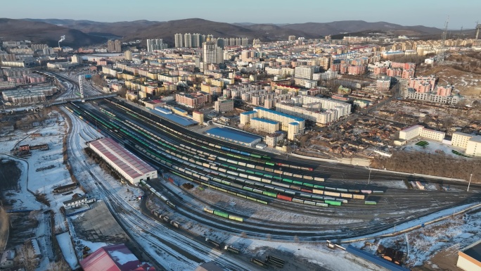 原创 绥芬河中东铁路火车站航拍风光