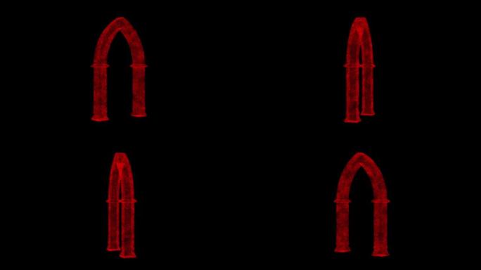 石头仿古哥特式城堡或寺庙拱门。3D渲染。