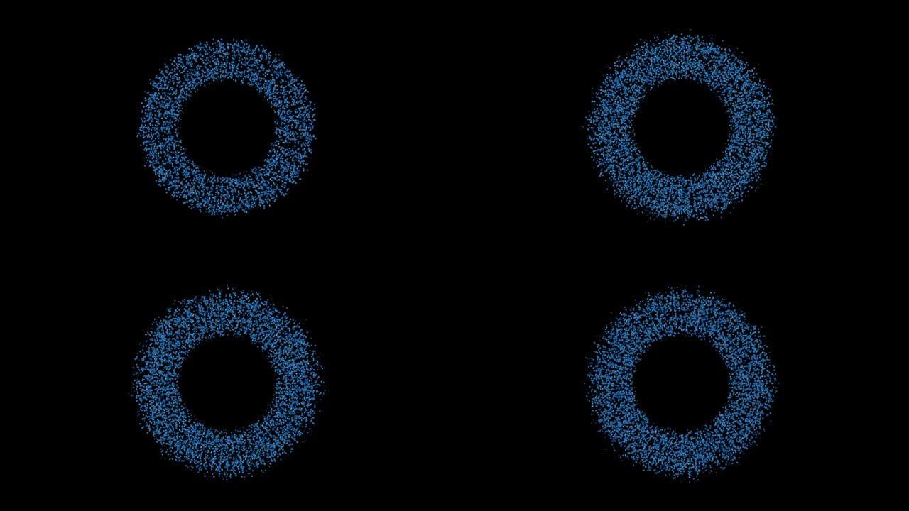蓝色圆框入口，抽象设计元素，用于混合模式的点和粒子形状，孤立点和粒子光效果。
