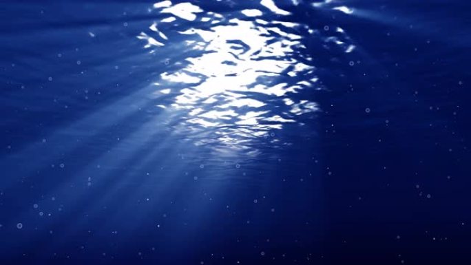 水下大气泡升起和太阳光线动画循环