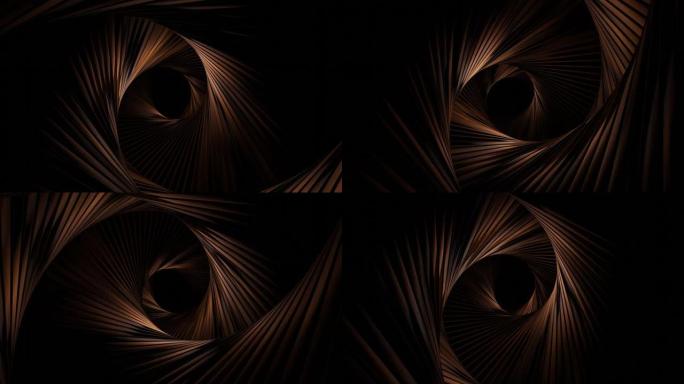 令人满意的3D渲染CGI 4k镜头穿过曲线形抽象棕色隧道