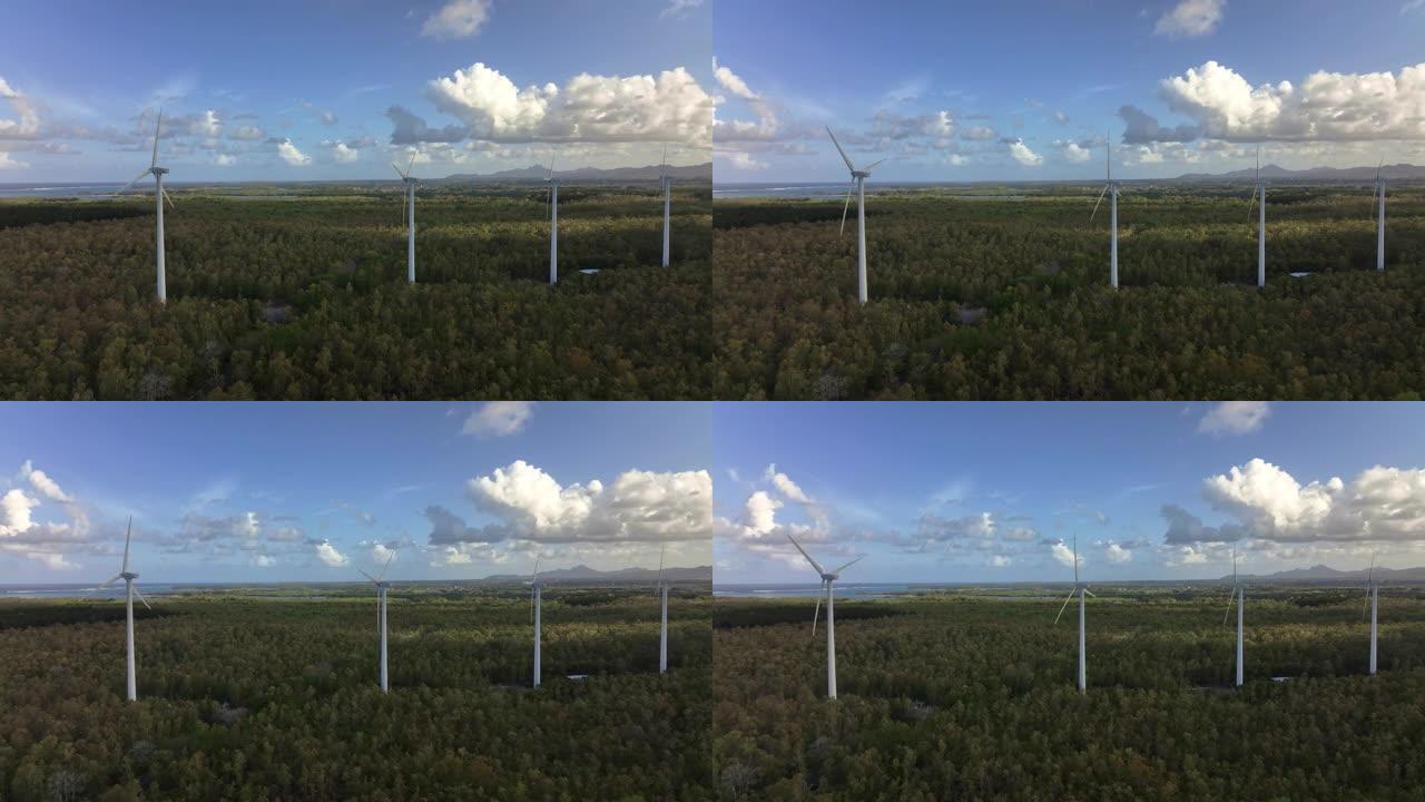 风力涡轮机在岛上产生能量