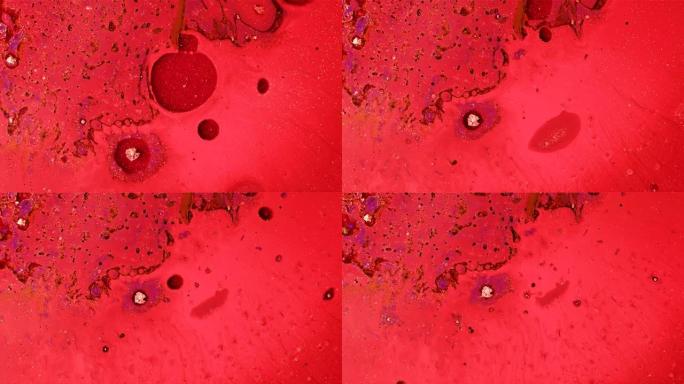一桶油漆背景中的红色气泡
