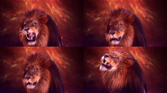 狮子在3D动画中咆哮