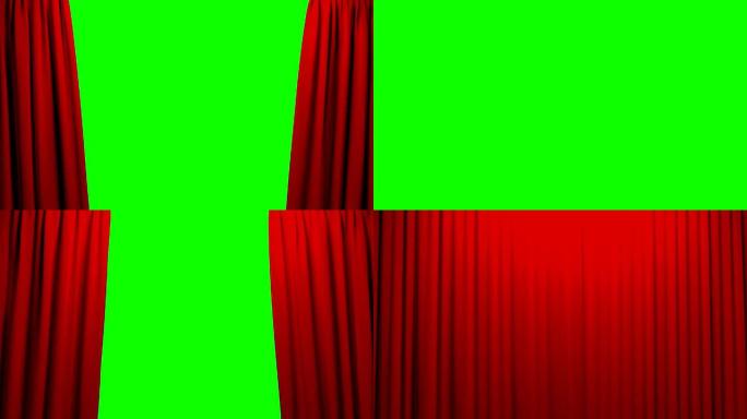 红色窗帘开合舞台剧场电影院绿屏