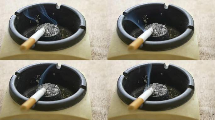 烟灰缸中的香烟慢动作