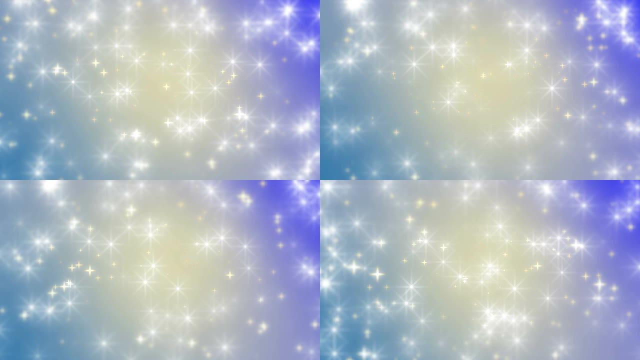 神奇的抽象背景-蓝色-星星和闪光