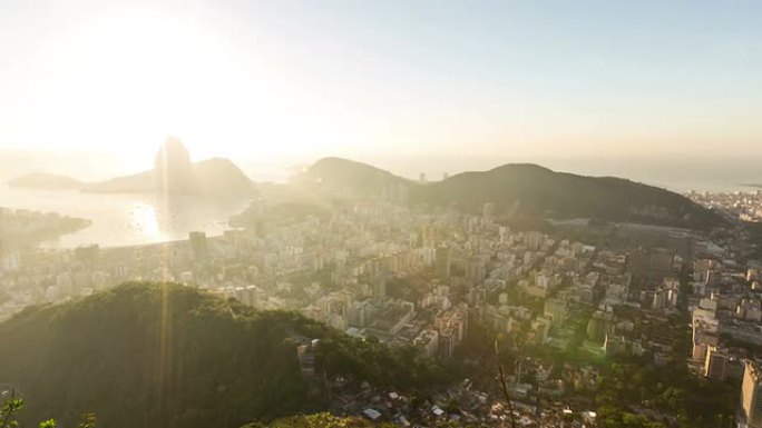 里约城市景观时间推移日出平移
