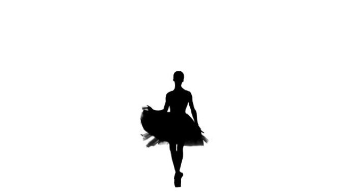 年轻芭蕾舞演员旋转，板条，白色背景，轮廓，慢动作
